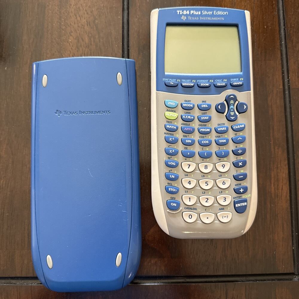 Texas Instruments TI-84 Plus Blue Silver Edition Graphing Calculator + Slipcover